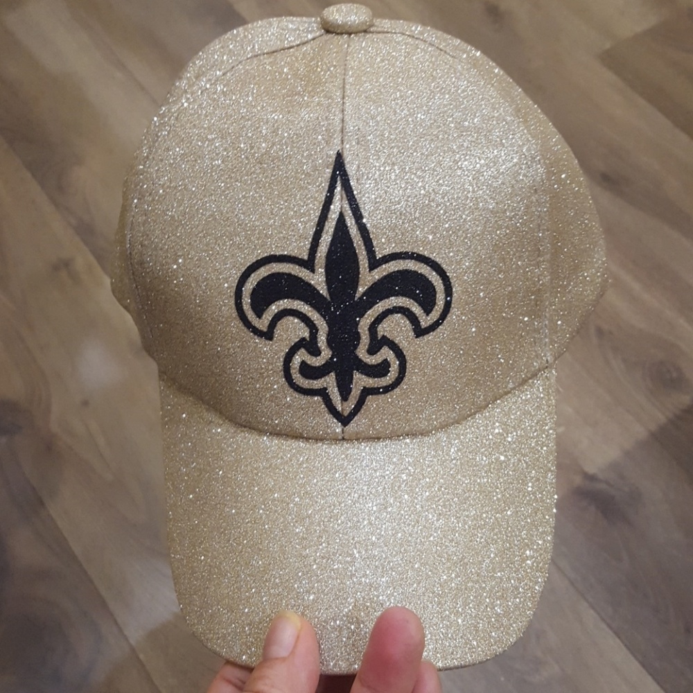 Black and Gold Fleur De Lis Glitter Mesh Hat - Picture 1 of 5